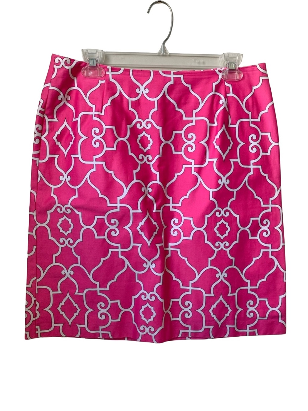 MELLY M Women’s Bright Pink White Black Print Zipper Back Lined Mini Skirt